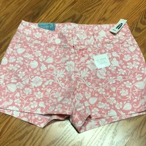 Pink floral old navy shorts.